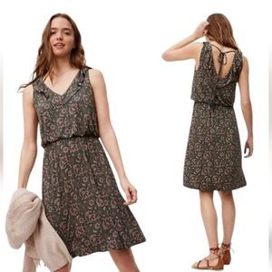 LOFT Green and Pink Floral Mini Dress